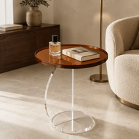 Table d'appoint ronde moderne en acrylique transparent pour salon, chambre, hôtel, salle à manger, appartement