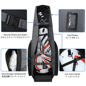 Sac de golf Fuliya personnalisé, léger, robuste, rembourré, pliable, imperméable, protection solaire, écologique, à roulettes, pour les compagnies aériennes - Product Image 2
