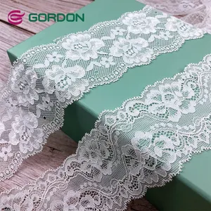 Gordon ribbons Wide Stretchy Lace Trim Elastic Floral Lace for Bridal Wedding Decoration Gift Wrapping DIY Sewing Craft Hair Bow