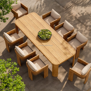 Ferly hình chữ nhật tếch Patio đặt bàn ăn với 6 ghế bành cho nhà hàng ngoài trời Vườn - Product Image 4