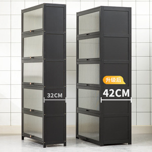 Meuble de rangement de cuisine multi-niveaux sur pied avec portes vitrées pour four à micro-ondes et appareils électroménagers - Product Image 4