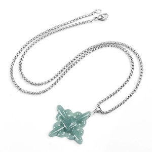 Collier avec pendentif en jade naturel véritable bleu iris, en forme de fleur, en argent S925, serti de jade de qualité glace. - Product Image 4