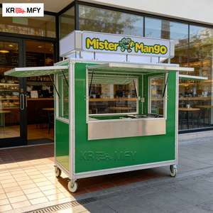 Chariot de glaces mobile d'extérieur, remorque alimentaire multifonctionnelle avec barre de remorquage, camion de bonbons et de nourriture - Product Image 1