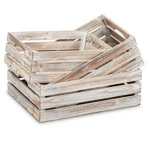 Luckyiwnd Milk Bottles Crates for Sale Wash Finish Wooden Wholesales Handmade Cheap Rustic White Solid Box Acceptable Customized