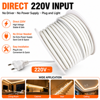 Tira de Luz LED COB de 220V CA, 288 LED de Alta Densidad, Iluminación Lineal Flexible, Cinta Impermeable para Proyectos Comerciales y Decoración