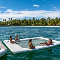 Plateforme flottante gonflable personnalisée pour piscine, quai pneumatique anti-méduse avec filet