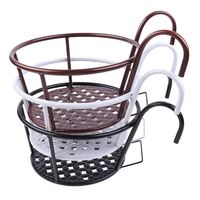 Support de pot de fleurs rond en fer forgé, durable, 3 pièces, montage facile, décoration intérieure (noir), sans capacité de charge