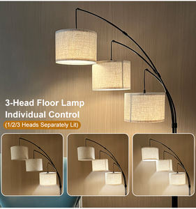 Lámpara de Pie LED de Arco Regulable con 3 Bombillas, Base Pesada, Estilo Mid-Century, Acero Inoxidable, CRI 90, para Dormitorio u Oficina - Product Image 4