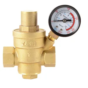 Green valve DN20 NPT 3/4'' Regulator Brass Water Pressure Regulator Reducer PN 1.6 Adjustable With Gauge Meter