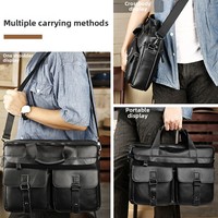 Porte-documents rigide de luxe en cuir véritable pour hommes, 156 pouces, grande capacité, sac multifonctionnel pour ordinateur portable, Aijiang, 1.6kg