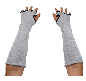 Guantes protectores de brazo y muñeca de fibra de vidrio de alta calidad, nivel 5, anticorte, con mangas de extensión de 18 pulgadas de longitud y orificio para el pulgar - Product Image 6