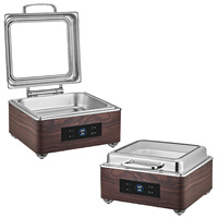 Chauffe-Plat Électrique Élégant en Bois avec Écran Numérique, Plat de Présentation pour Buffets, Idéal pour Hôtels de Luxe et Banquets de Mariage