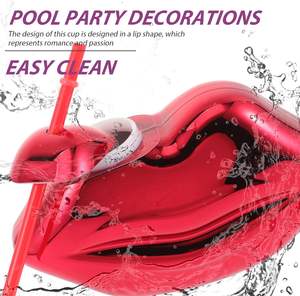 Vaso de Plástico con Forma de Labios en Fuego de 20 oz con Pajita para el Día de San Valentín - Product Image 2