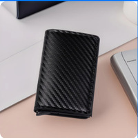 Dompet Unisex Anti-skimming dengan Pola Serat Karbon PU, Inspeksi Penuh Eropa Amerika, Pemblokiran RFID, dan Desain Lintas Batas