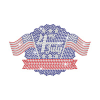 Motif de transfert thermocollant personnalisé drapeau américain Aigle, strass brillants pour vêtements