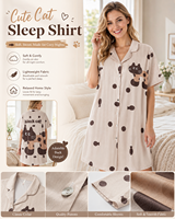 Pyjama d'été pour femmes à manches courtes, robe de nuit une pièce pour filles, ensemble de pyjama