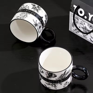 Modern American Style 200ml Ceramic <b>Mug</b> with Tray High Appearance Coffee Cup Small Gift Souvenir Gift <b>Box</b> Set - Product Image 2