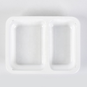 Boîte à lunch en plastique recyclable de qualité alimentaire <span class=keywords><strong>Lesui</strong></span>, plateau de repas pour compagnies aériennes, plats préparés, plateaux d'emballage alimentaire en CPET à 2 compartiments - Product Image 1