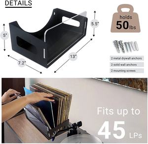 Support de disque vinyle rétro en métal noir, best-seller 2022, supports de disque vinyle à montage mural pour l'affichage d'albums, support de disque vinyle - Product Image 5