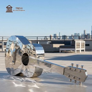 Escultura de Guitarra de Acero Inoxidable Pulido Espejo de Arte Moderno para Decoración de Jardín Exterior - Product Image 5