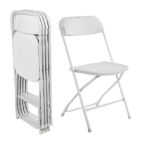 Chaises d'événement de mariage modernes blanches en gros, pliables en plastique résistant aux UV, capacité de 1000 lb pour villa, école, parc