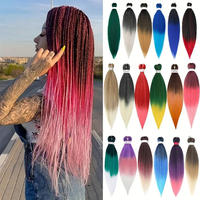 Extensions de cheveux synthétiques pré-étirées de 26 pouces, 90 grammes, en fibre haute température, teintes pour tressage
