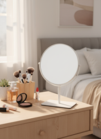Miroir cosmétique de bureau rond compact personnalisé portable double face avec grossissement 1x et cadre en métal chromé