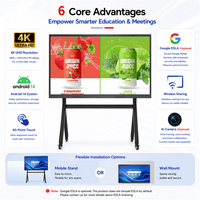 Tableau blanc interactif intelligent 4K UHD, écran tactile LCD, panneau d'affichage numérique, tableau intelligent pour l'enseignement en classe et l'éducation