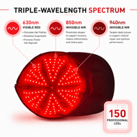 Casque de bien-être à lumière rouge portable KR150, 150 LED, batterie 3600 mAh, minuterie 15 min, couleur personnalisée
