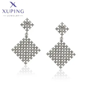 A00672139 xuping fashion jewelry diamond net shaped drop earring, rhombus stud earrings