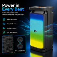 Speaker Portabel HANSUO HS-TD04A4-D Dual 4 Inch dengan Tweeter Terintegrasi, Pegangan Jinjing, Pemutar Musik Nirkabel, dan Lampu RGB