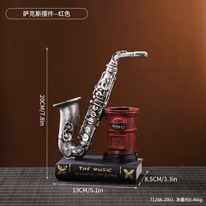 Décorations de bureau et accessoires de style nordique en résine : porte-stylos, mini <span class=keywords><strong>saxophone</strong></span>, violon, statue de livre - Product Image 5