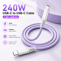 Nouveau câble USB-C vers USB-C 240W PD 2026, charge rapide 48V 5A, USB 2.0, tressé en nylon, pour ordinateur portable et téléphone, OEM ODM