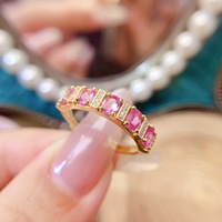 Factory Wholesale Romantic 925 Sterling Silver Natural Pink Sapphire Ring Wedding Band Fine Jewelry Anniversary Party Gift