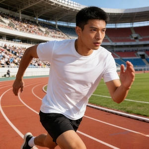 T-shirt de sport à manches courtes en polyester léger à séchage rapide, personnalisable avec logo, idéal pour la course, la gym et le marathon - Product Image 5