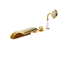 Robinet de baignoire moderne style européen en laiton chromé avec bec cascade, débit élevé, jet de massage, montage sur pont, tuyau préinstallé, simple