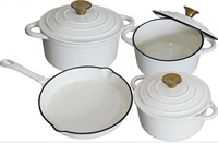 Cocotte en fonte pour soupe et casseroles, en émail coloré, ensemble de 7 pièces
