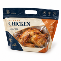 Sac d'emballage personnalisé pour poulet rôti avec poignée, fenêtre transparente et fermeture éclair pour plats chauds à emporter