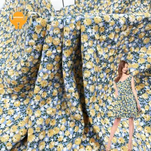 고품질 폴리 에스테르 소프트 불투명 쉬폰 실크 일반 작은 꽃 무늬 프린트 원단 여성 드레스 셔츠 어린이 원단
