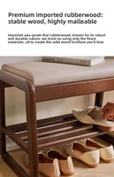 Banc d'entrée double portable en bois massif, nouveau style chinois, avec assise rembourrée confortable