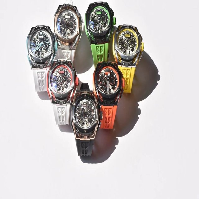 Stylish luxury mens watch powered by automatic mechanical movement featuring sleek refined aesthetics