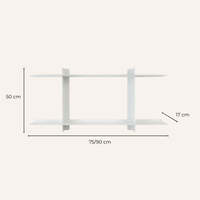 Étagère murale en métal Kora 75 cm, acier thermolaqué mat, étagères murales modernes pour salons, cuisines, bureaux, salles d'étude