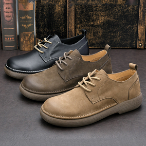 Nuevos Zapatos de Cuero Casuales Retro para Hombre, Estilo Caballero Versátil, Suela Blanda, Zapatos con Cordones de Punta Ancha - Product Image 5