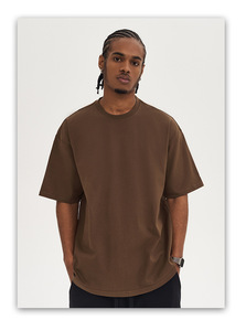 Camiseta de algodón de 280 g/m² de gran tamaño para hombre, estilo casual, color liso, holgada, estilo urbano, novedad 2026 - Product Image 2