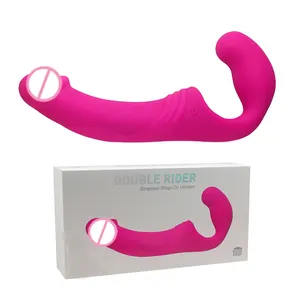 Vibrador duplo lesbiano para mulheres, sem alças, brinquedos sexuais adultos, forte vibração, ponto g, clitóris, anal, dildo