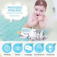 Jouet Éléphant pour le Temps sur le Ventre Livre Doux pour Bébé Livre Sensoriel Tactile et Bruissant avec Anneau de Dentition pour Tout-Petit