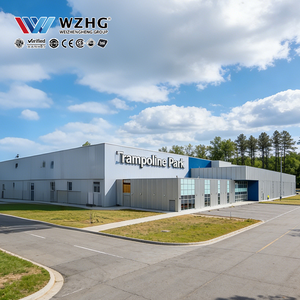 Structure en acier préfabriquée pour arène de trampoline, usage commercial professionnel polyvalent, 1500 m², spacieuse, sécurisée, robuste - Product Image 1