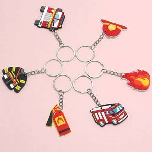 Popular Fire Fighting PVC <b>Keychain</b> <b>Customized</b> Printing Promotional Keyholder Charms - Product Image 3