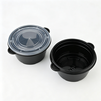 Bol jetable rond en PP de qualité alimentaire 34oz avec poignées et couvercle transparent pour emballage de nouilles, soupes et plats chauds en restauration