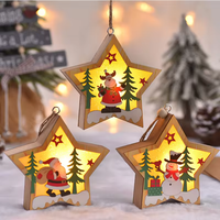 Rustikale 3D LED Weihnachtsdekoration Holz-Sternform Hängende Baumschmuck-Set Werbeartikel für Partys